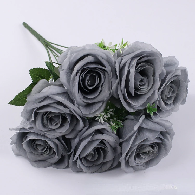 Flower Decoration Light Grey Roses Artificial Flowers - Temu