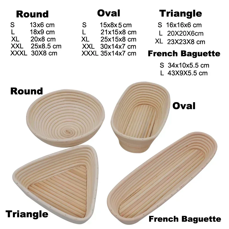 Natural Bread Banneton Proofing Basket Oval Round Rattan Wicker Dough Sourdough Baskets Cane Baking Fermentation 5/8pcs rattan bread basket