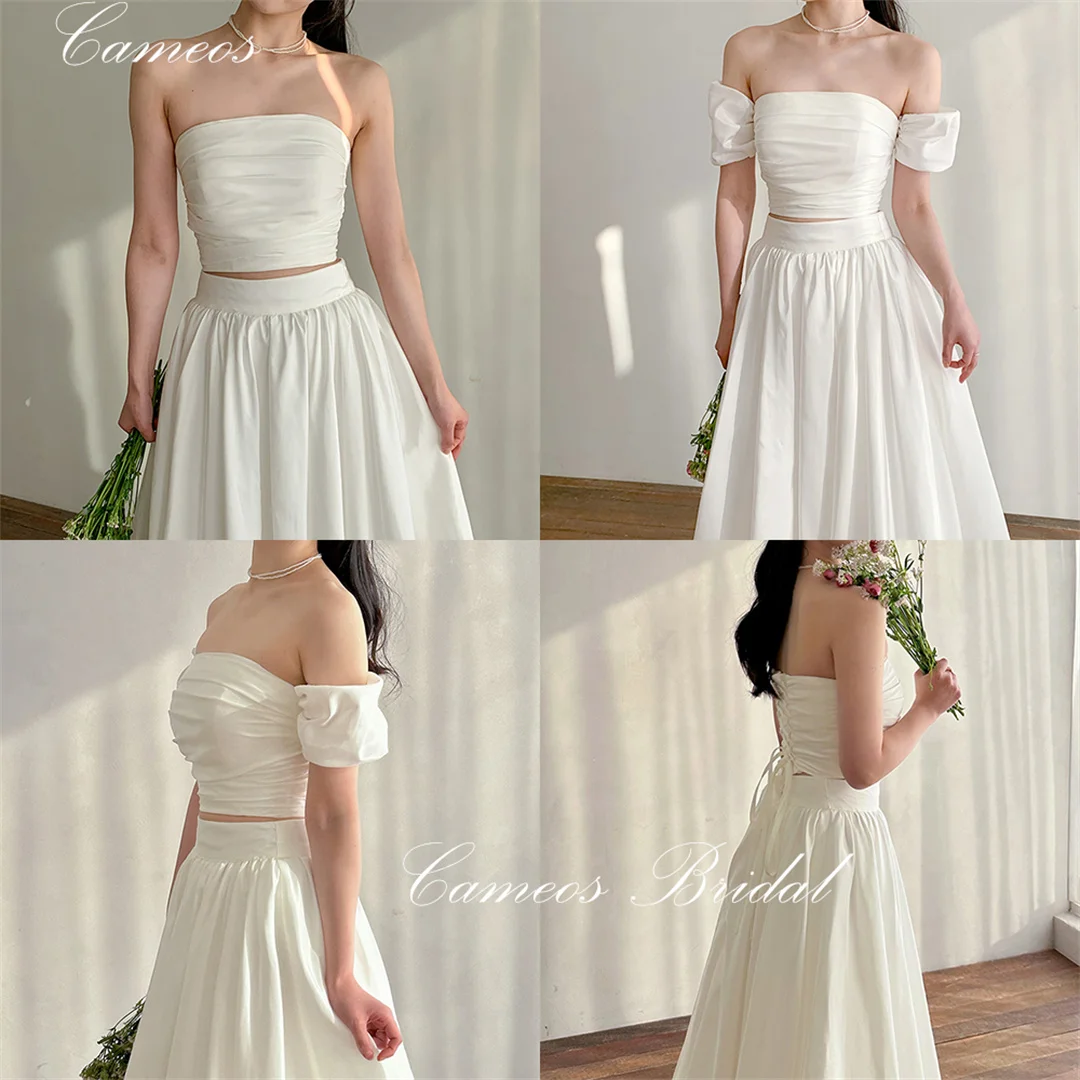 

SONDR Korea 2 Styles Evening Dress Custom Made Formal Prom Dress Taffeta Simple Long White 웨딩드레스 Occasion Party Evening Gown