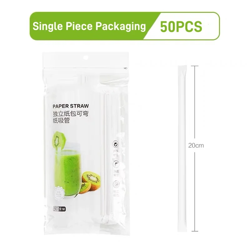 10/25/50pcs Degradable Disposable Paper Straw Flexible Elbow Pipe Straws For Kids Pregnant Women Old People Better than Plastics
