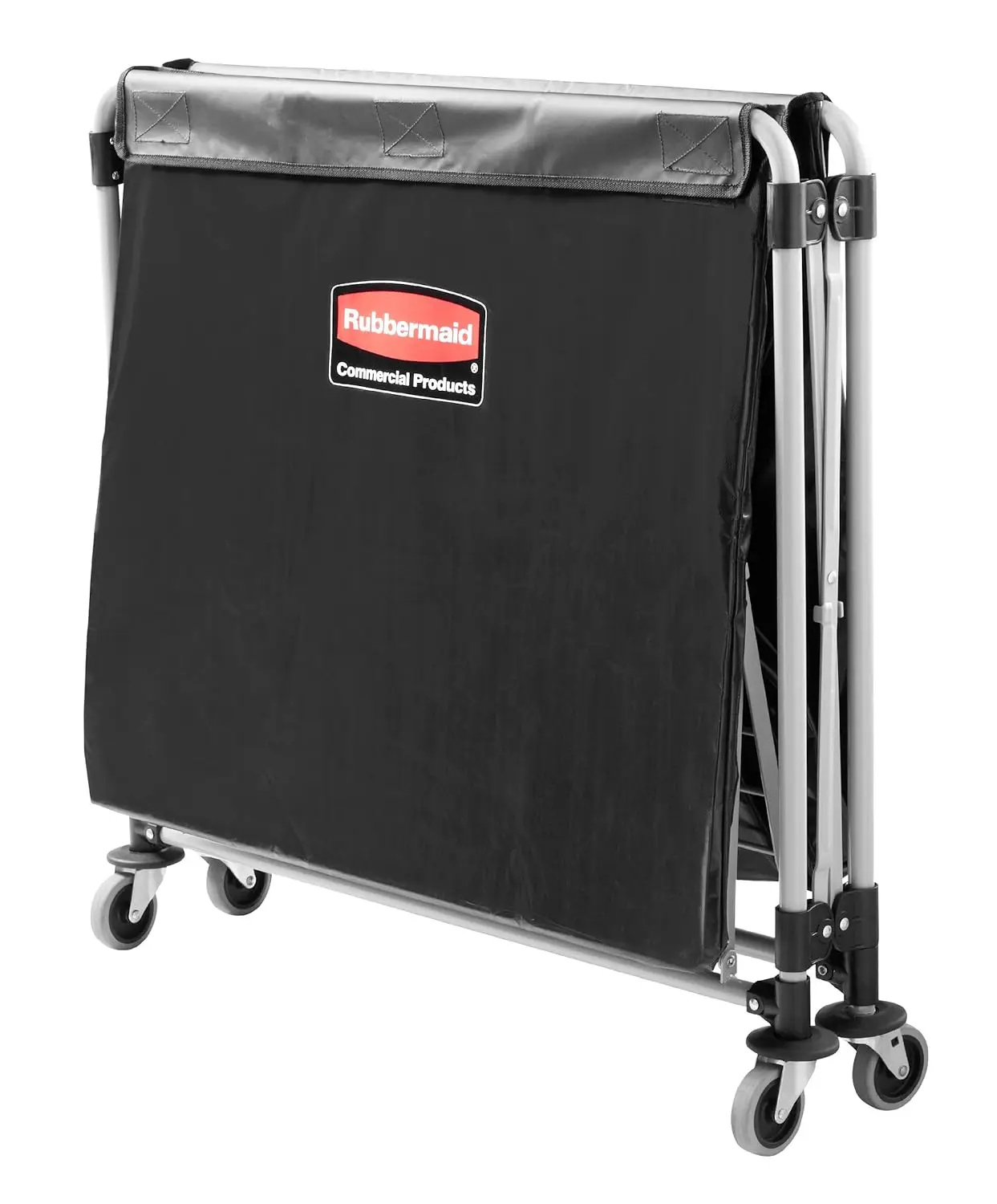 Commercial Products, Collapsible X Cart, Black, Steel 8 Bushel Bin, Commercial Laundry Cart with Wheels for Hotel/Nursing Home/H