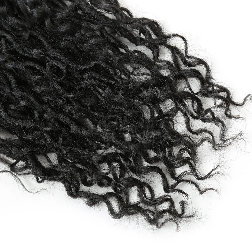 Alibaby Goddess Locs Synthetic Crochet Hair for Braids Ombre Braiding Hair Extension River Faux Locs With Curly Hair 3