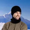 3pcs Solid Color Hat Scarf Gloves Set Warm Wool Thermal Knit Cap Thermal Protection Fleece Lined Winter Beanie Hat Women/men