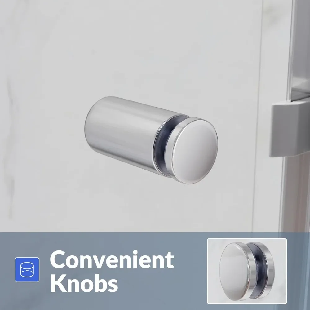 NEW-Bathtub Shower Door 60" W x 62" H Semi-Frameless Double Sliding Design Shower Tub Door 1/4" Clear Glass Panel, Chrome Finish