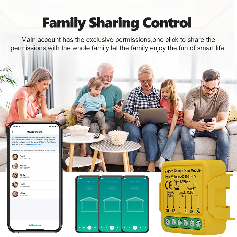 Tuya ZigBee 게이트 오프너 지능형 차고 문짝 컨트롤러 모듈, 휴대폰 원격 Tuya 앱 제어, Alexa와 호환 가능