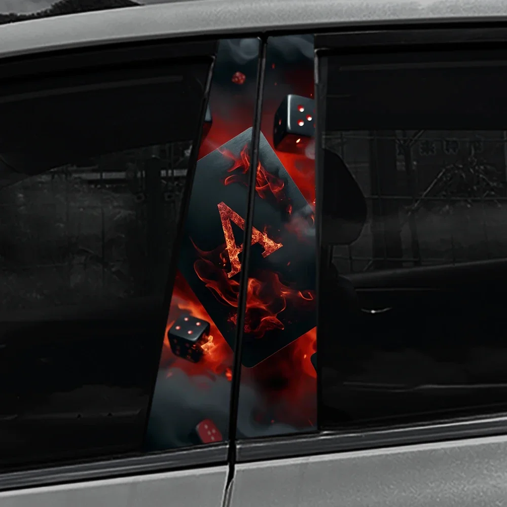 Waterproof Fire Poker Playing Card Car Stickers - Decorative B-pillar Auto Decals and Scratch Covers