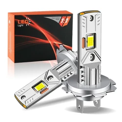 Set of 2 Super Bright H7 LED Headlight Bulbs - Fanless High/Low Beam (2PCS Low Beam White)