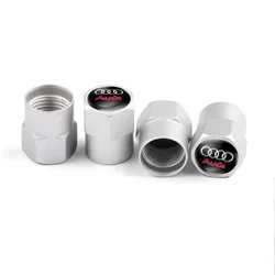 Elegant Metal Car Tire Valve Stem Caps - Set of 4 (Silver Audi)