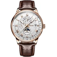 Montre de marque de luxe pour hommes, tendance, haut de gamme, légère, polyvalente, bracelet en cuir, faux trois yeux, mode Business 1
