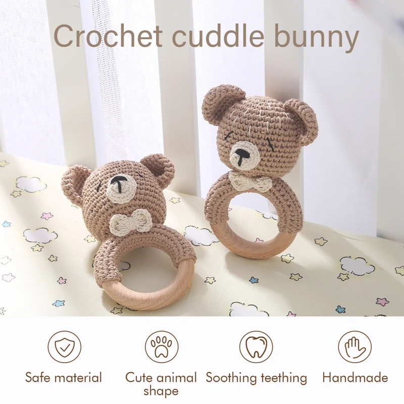 Crochet Animal Bear Rattle Toy 3