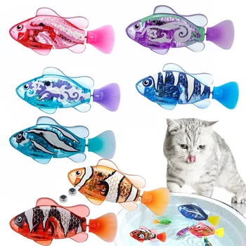 Cat Toy Cat Fish with Touch Sensors, Activates Automatically In Water Fun Battery-Powered Fish for Cats Pool Toys