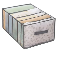 Spacious Multi-Grid Quilt and Linen Storage Organizer with Mesh Compartments (Gray)