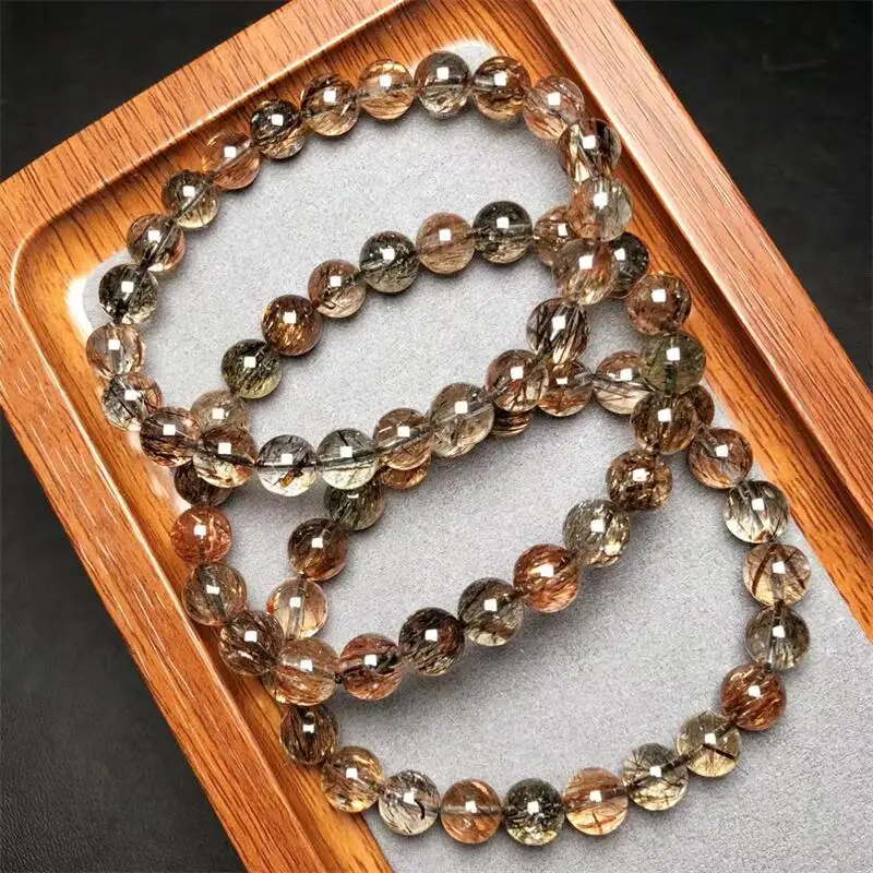 

8MM Natural Black And Gold Super Seven Bracelet Energy Gem Stone Women Fashion Stretch Crysyal Beaded Bracelet Jewelry Gifts