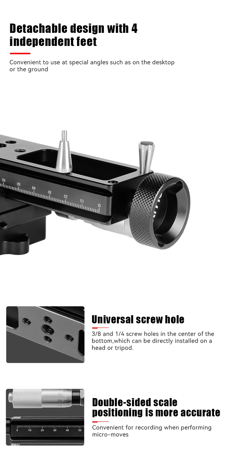 AH-MAG170 170mm Manual Macro Photography Rail Slider With 1/4 Screws Quick Relea