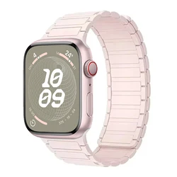 Premium Sports Silicone Magnetic Watch Strap Bracelet for Series 11 10 46mm (Official pink)