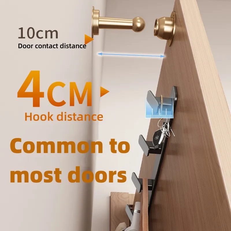 ABS Black Hook Bathroom Towel Hook Living Room Door Back Clothes Simple Black Storage To Save Space