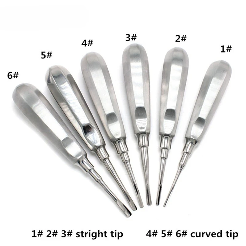 

6pcs Dental Surgical Tooth Extraction Stright/Curved Root Elevator Equipments Dentist Teeth Elevator Tools Dental Lab Instrument