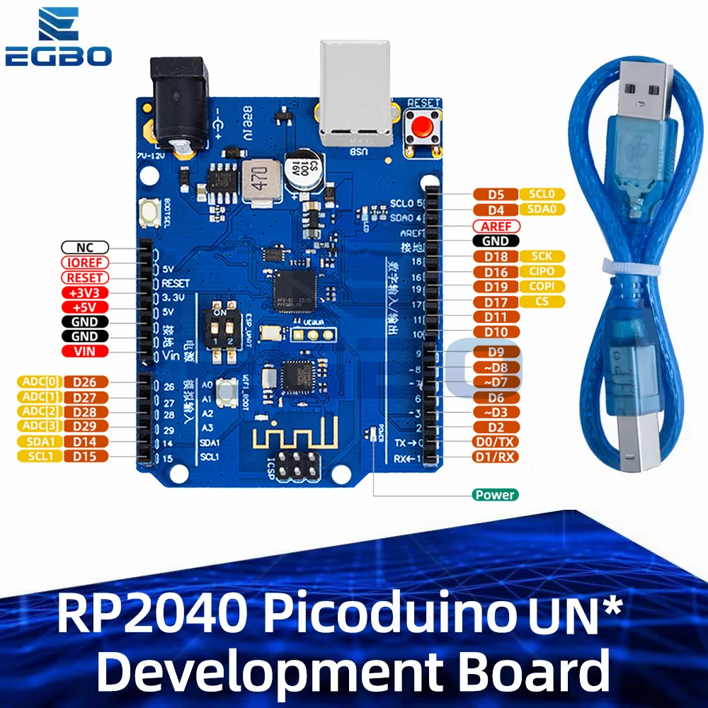 RP2040 Picoduino für U-N-O Entwicklungsboard Raspberry Pi PICO W RP2040 WIFI Dual-Core-Chip für Arduino