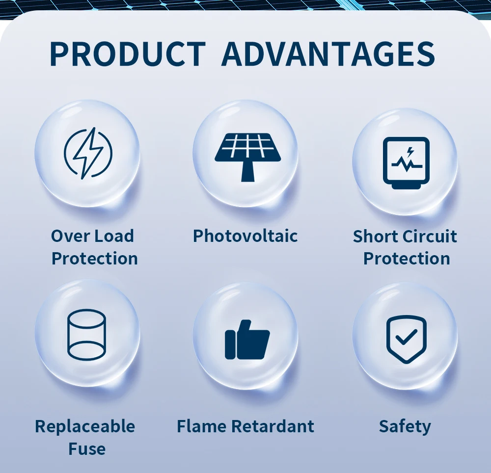 Description Picture 3 of itemSolar DC Fuses 1000V PV Photovoltaic 6A 10A 15A 20A 25A 30A DC Fuse Holder Base for Solar System Short Circuit Protection gpV
