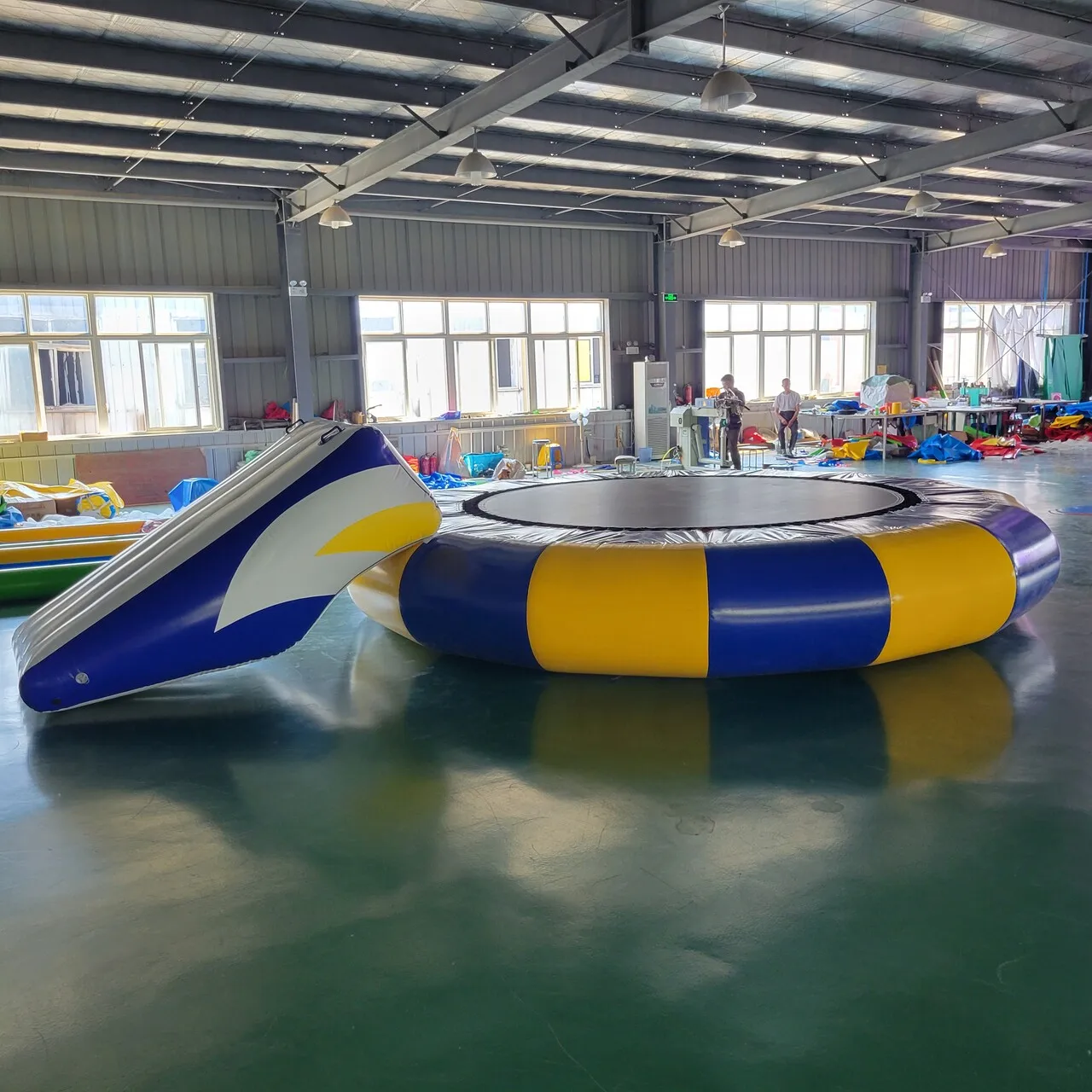 Water inflatable trampoline park slide