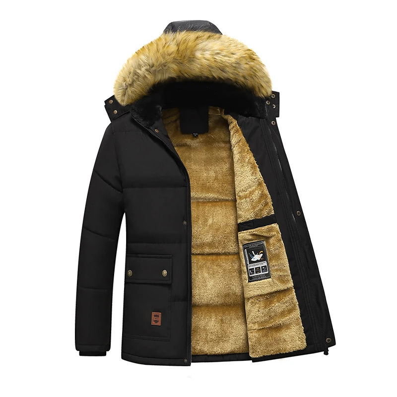Maiyifu-GJ Men Hooded Long Down Coat Warm Winter Thickened