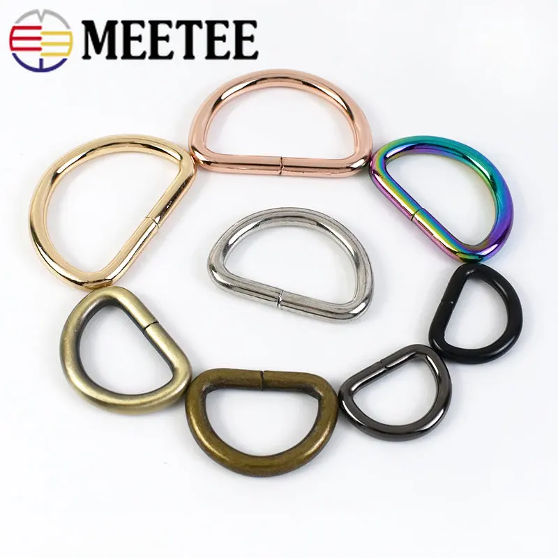 

30Pcs Metal D Ring Bcukle 13-50mm Bag Strap Connector Clasp Webbing Adjustment Hook Buckles DIY Leather Hardware Accessories