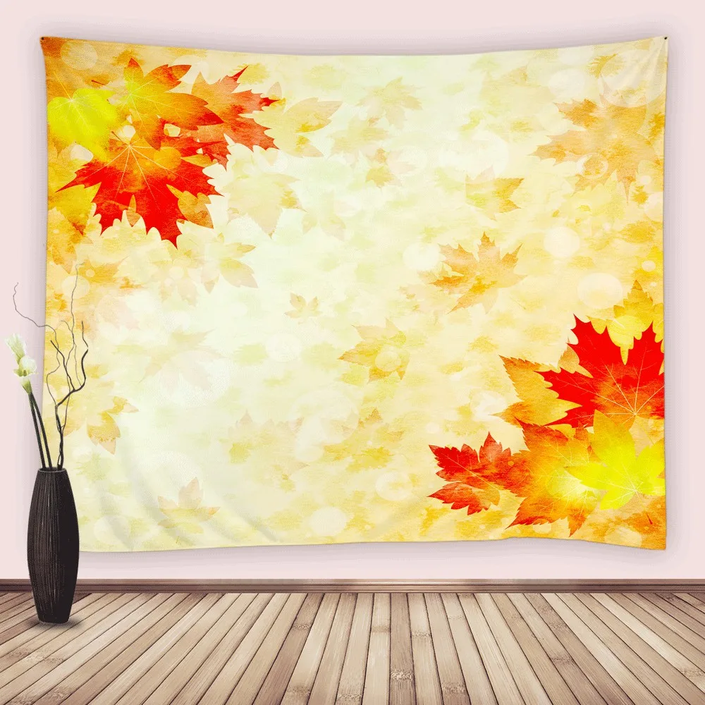 

Autumn Landscape Tapestry Maple Leaf Pumpkin Harvest Season Wall Decoration Home Garden Decor Wall Hanging Party Background