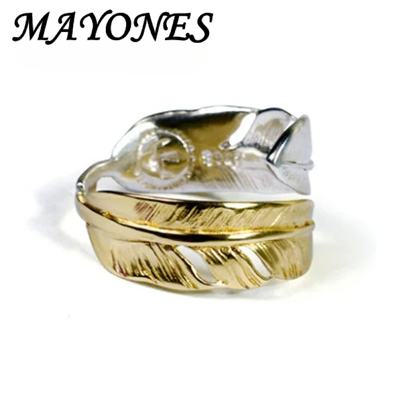 

100% Pure 925 Sterling Silver Feather Rings Opening Wide Version For Man and Woman Special Christmas Gift GOR047