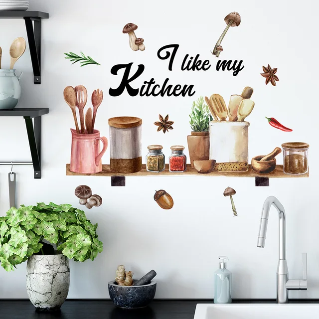 Wall Stickers Removable Waterproof Wall Decals Hand Painted PVC Wall Posters Dining Room Decoration Kitchen Decor 3