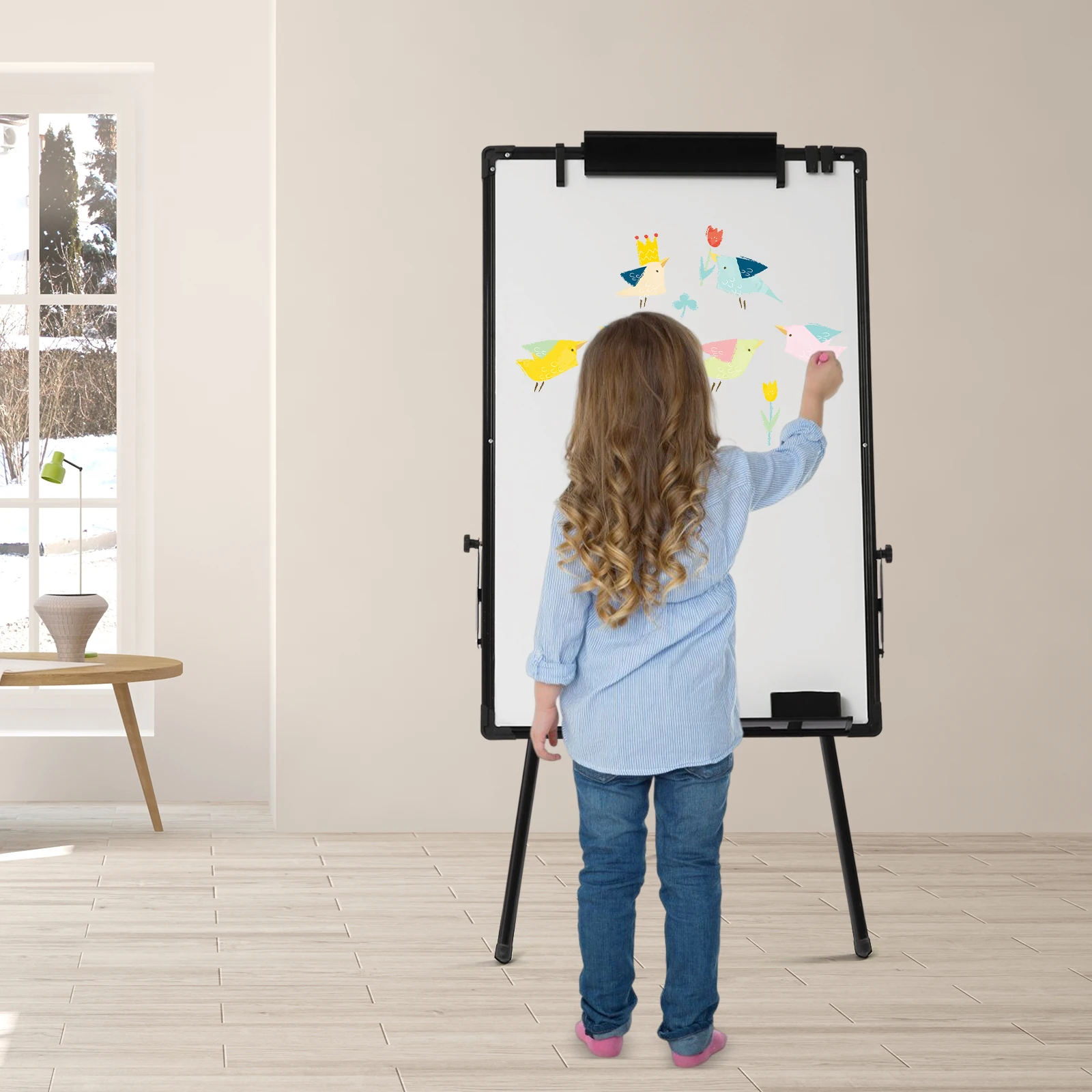 Whiteboard depo převrátit nákres stativ whiteboard 91 x 61 cm výškou nastavitelný stativ magnetický whiteboard suchý otřít