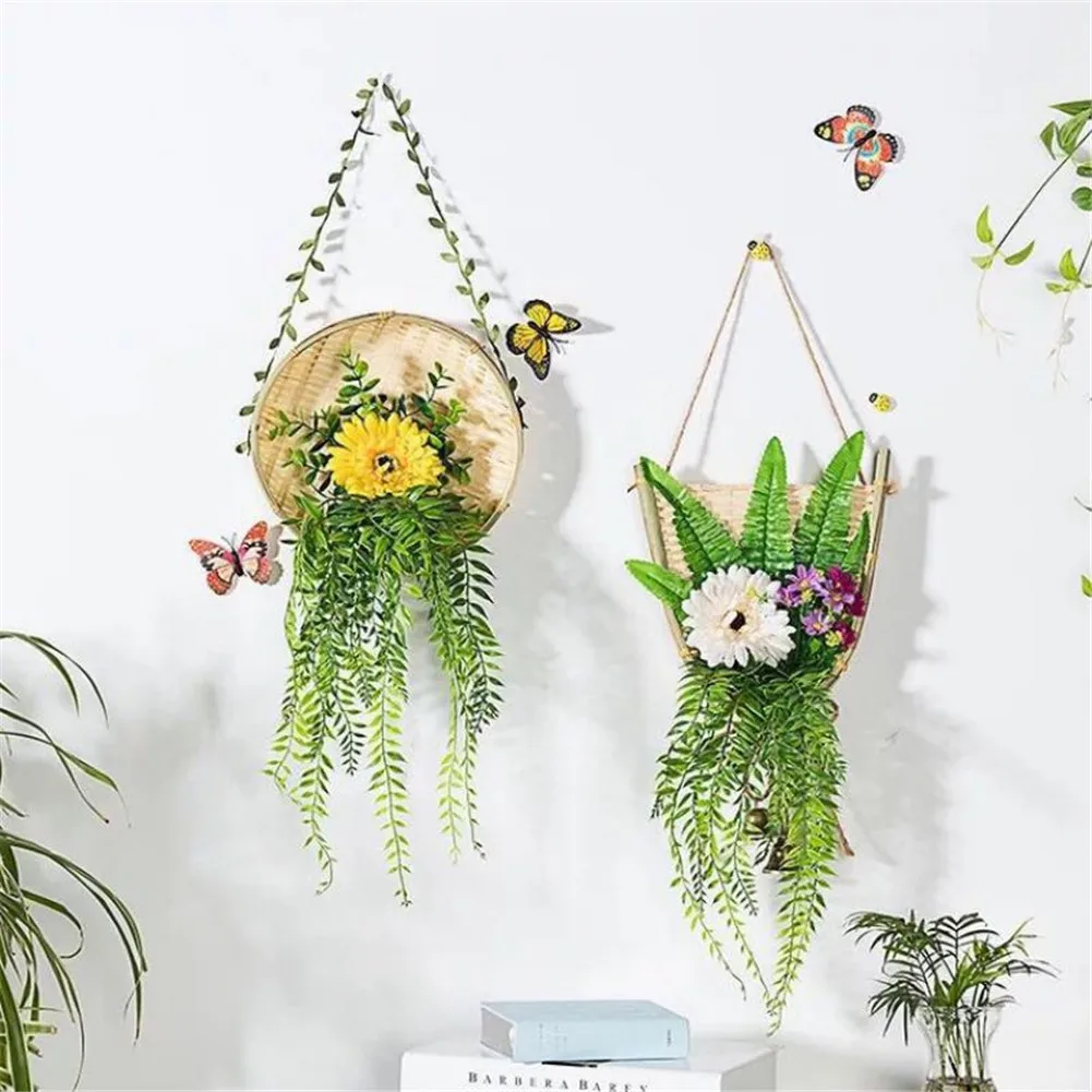 Bamboo Woven Basket Tray Flat Wicker Round Fruit Basket Woven Food Storage Shallow Tray Decorative Serving Tray for Home Kitchen 6