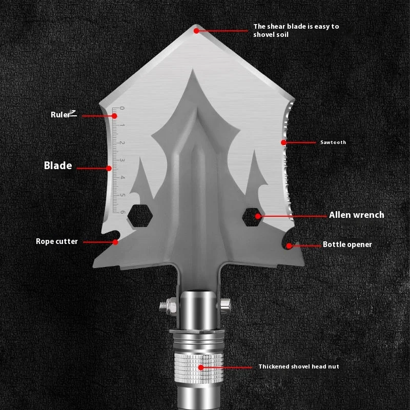 Description Picture 5 of itemGarden Snow Shovel Detachable 1-5 Section Folding Shovel Multifunctional Outdoor Shovel Farm Gardening Rake Camping Survival Hoe