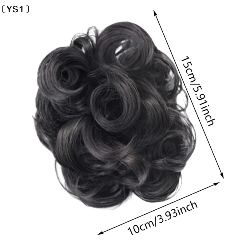 〔YS1〕Chignon sintetico disordinato con clip a griffe, extension per capelli ondulati e ricci, elastico per capelli, accessori per chignon e coda di cavallo da donna - immagine 6