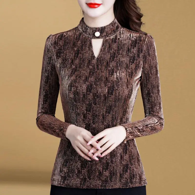 

2023 Winter Korean Contrast Color Casual Fashion O-neck Women Clothing Slim Fit Buttons Long Sleeve All-match Warm Pullovers