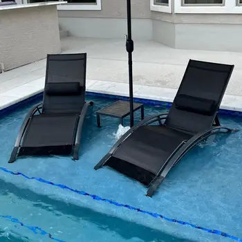 PURPLE LEAF Patio Chaise Lounge Set of 3 1