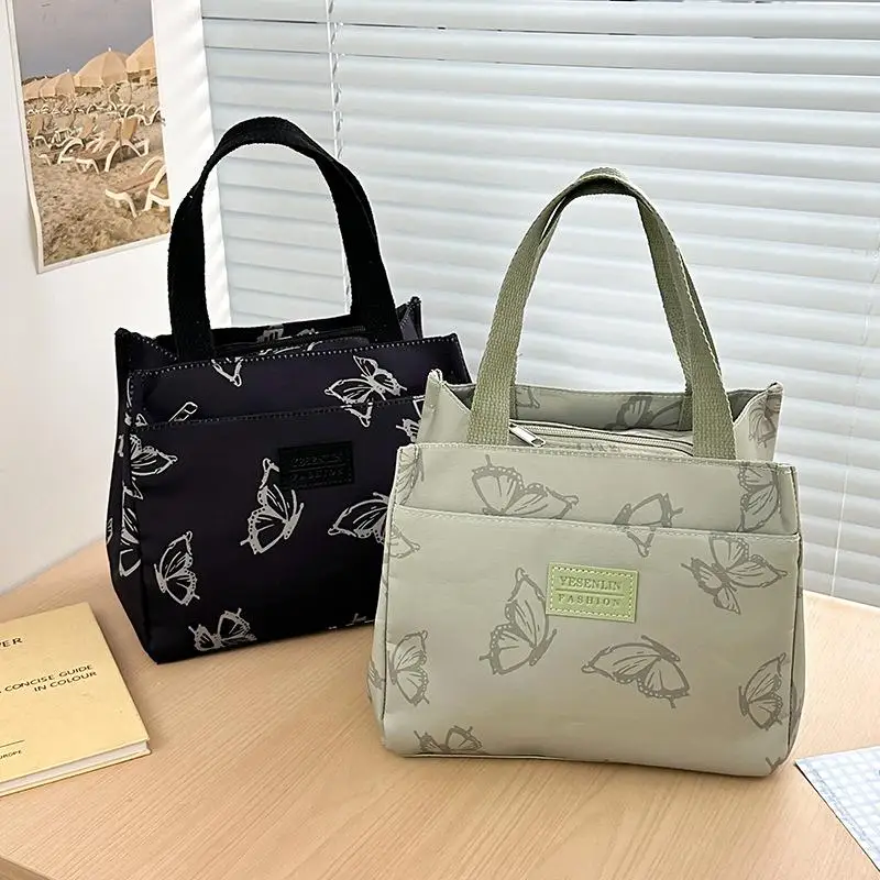패션 나비 프린트 다용도 핸드백 직장인 여행 피크닉 점심 토트백