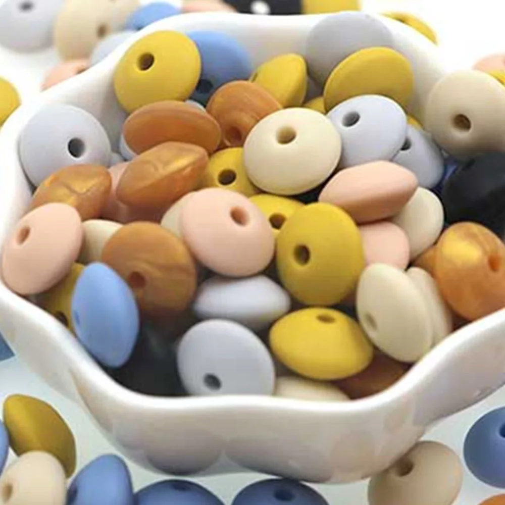 Silicone Beads 30/50/100Pcs 12MM Loose Spacing Beads Abacus For Jewelry Making DIY Pacifier Chain Bracelet Necklace