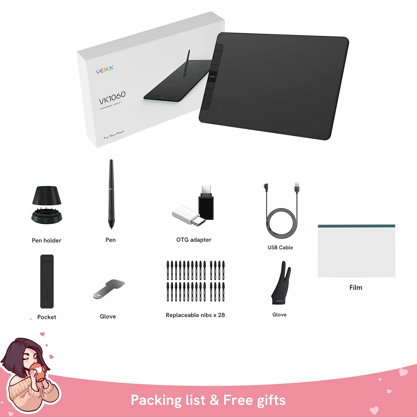 VEIKK VK1060 Graphics tablet 10x6 Inch Digital Drawing Tablet with 8192 Levels Battery-free Pen Tablet Support Tilt Android Mac - Image 6