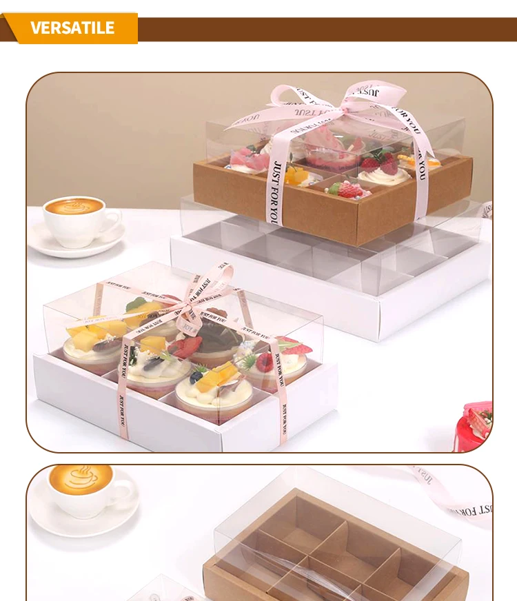 Gold Foil Embossed Multi-Lattice Cupcake Box Hard Dessert Packaging for Cookies, Cakes,... - SKU MCB01035 - UGI Packaging