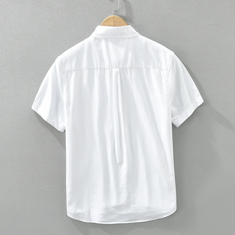 White Short Sleeve Shirt for Men Summer Loose Casual Shirt Mens Clothing