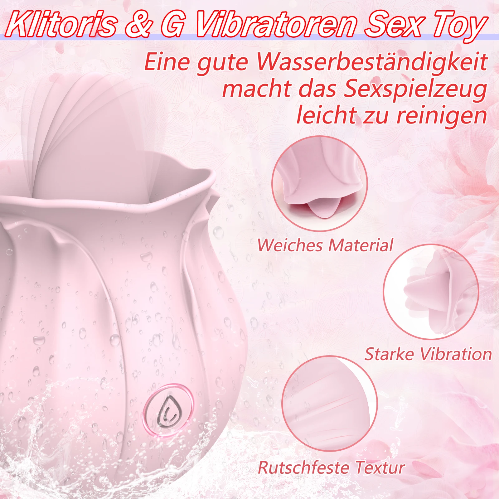 Rose – vibromasseur vibrant à 10 vitesses pour femme, suceur de ...