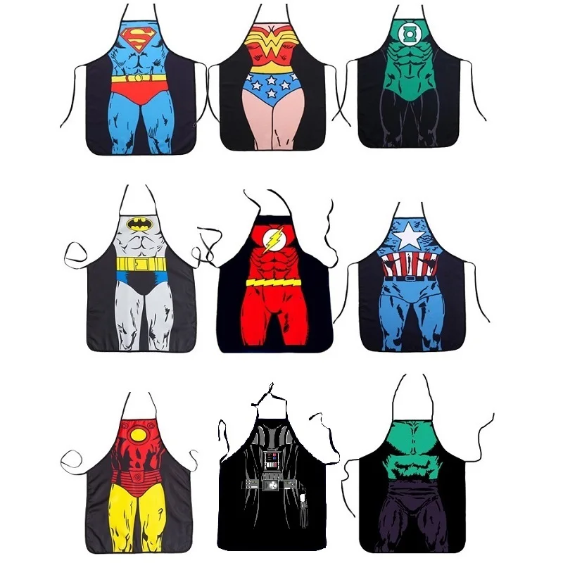 

Funny Apron Super Hero Kitchen Apron Man Women Aprons Dinner Party Cooking Aporn Adult Cozinha Tablier Cuisine Baking Pinafore