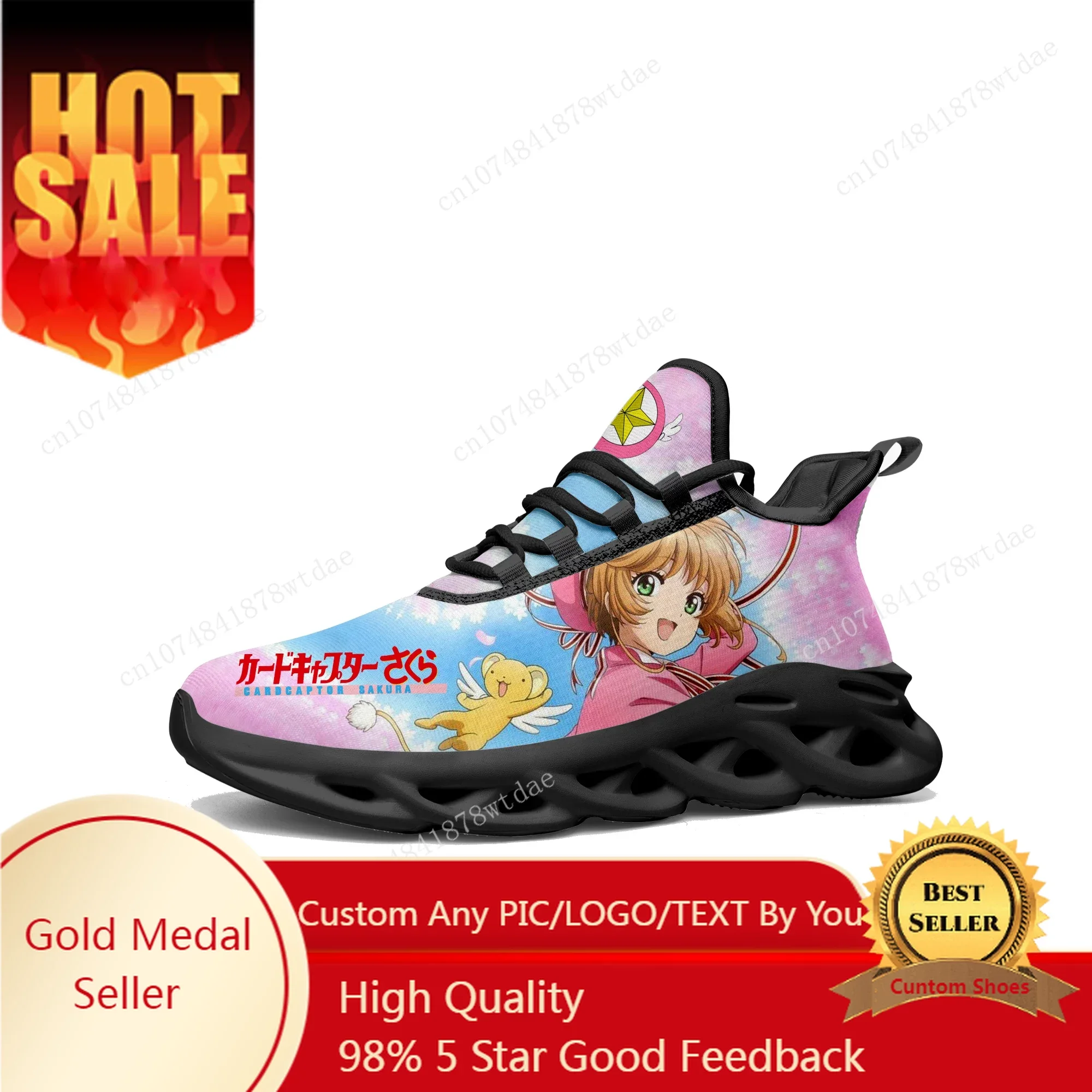 

Cardcaptor Sakura Flats Sneakers Mens Womens Teenager Sports Running Shoes High Quality Anime Custom Lace Up Mesh Footwear