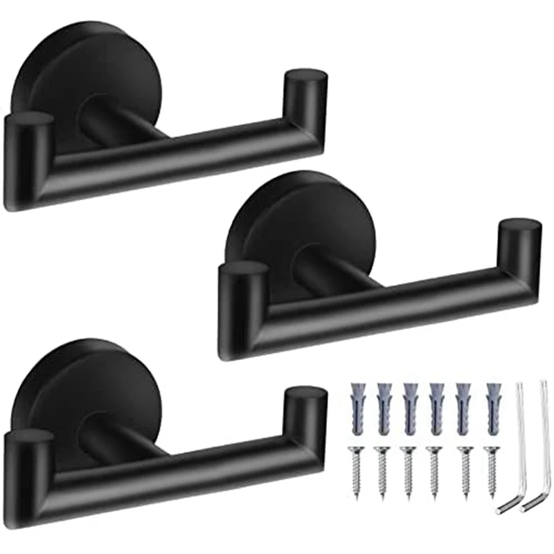 Double Towel Hooks For Bathroom Black Wall Mount Robe Hook Double Towel Hook Holder For Kitchen Bathroom