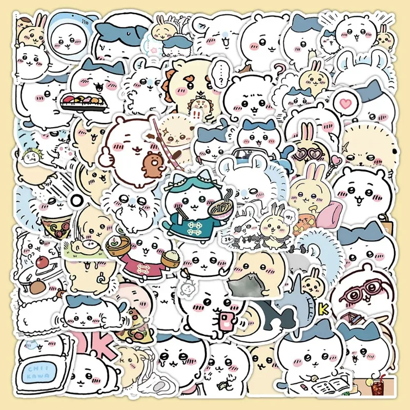 

64pcs Chiikawa Stickers Stylish and Simple Anime Avatar Cup Waterproof Sticker Cute Things for Girls
