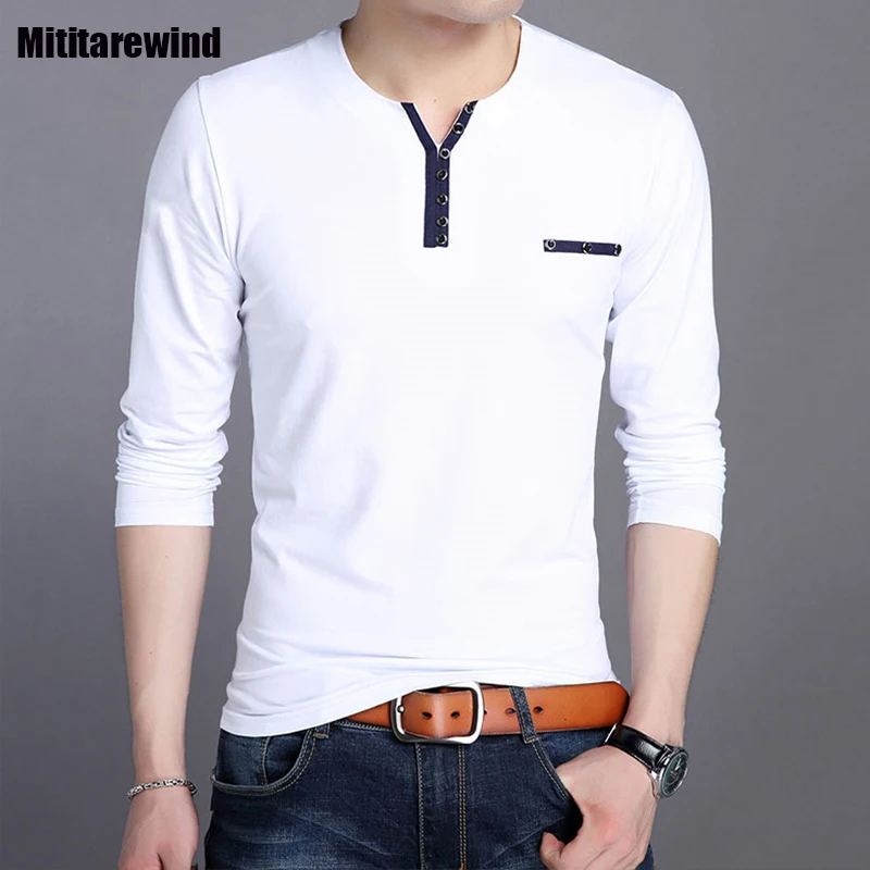 

Simple Long Sleeve T-shirt for Men Spring Autumn Daily Casual Tees Cotton O-neck Slim Fit Tshirts Korean Fashion Men Tops 5XL