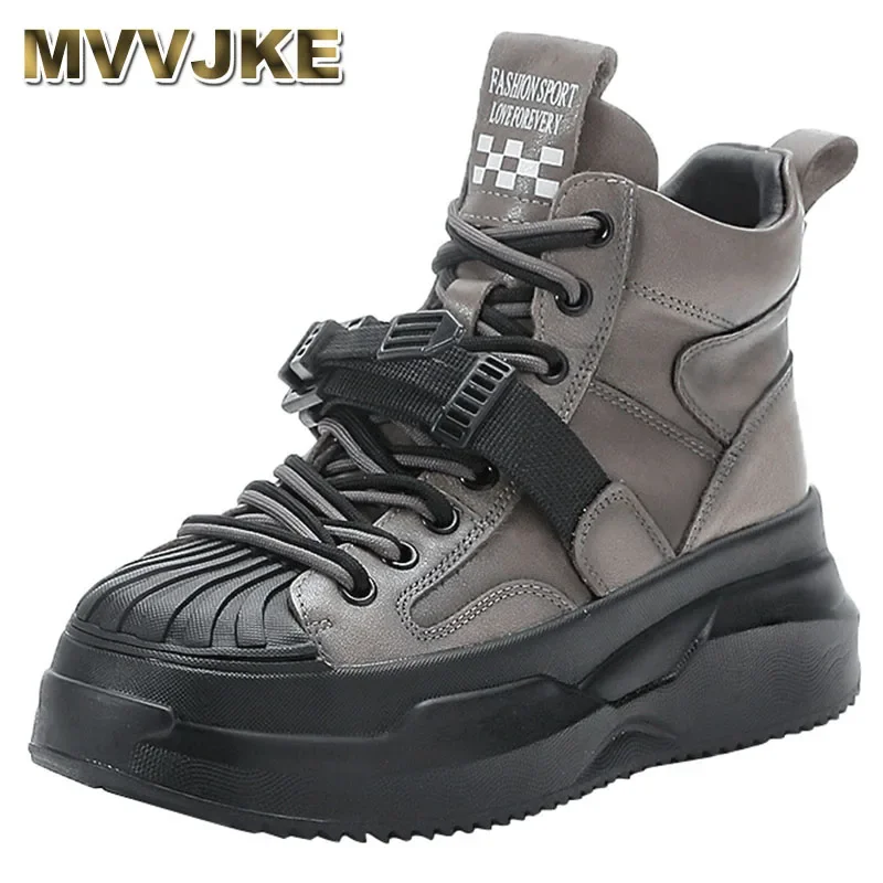 

Black Gray Buckle Women Chunky Boots High Top Women's Warm Plush Casual Shoes with Fur Luxury Design Ladies Platform Boots