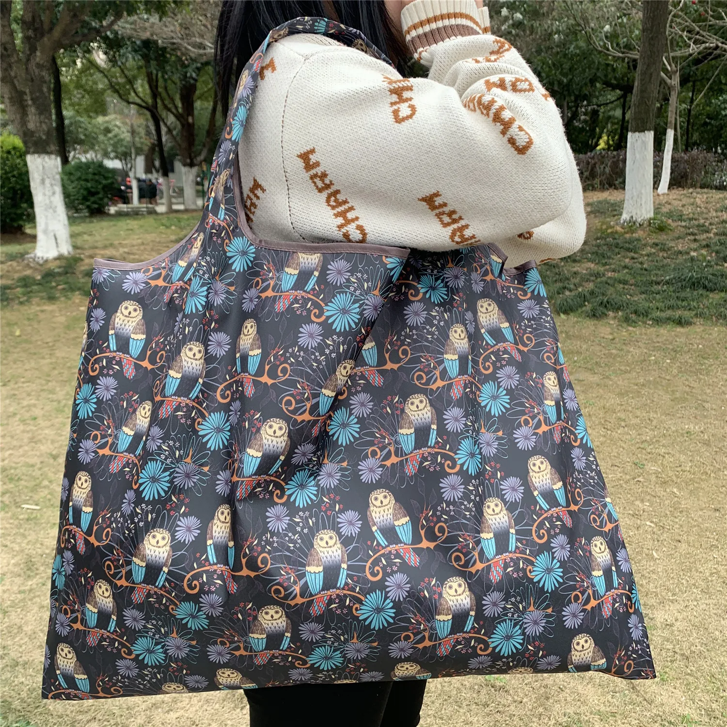 Foldable Eco-Friendly Oxford Cloth Shopping Bag - Large Portable Grocery Tote