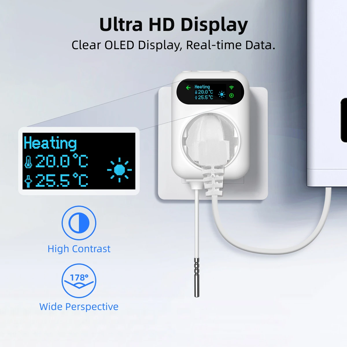 16A Tuya Wifi Smart Plug Digital Thermostat Socket Outlet Power Monitor Wireless