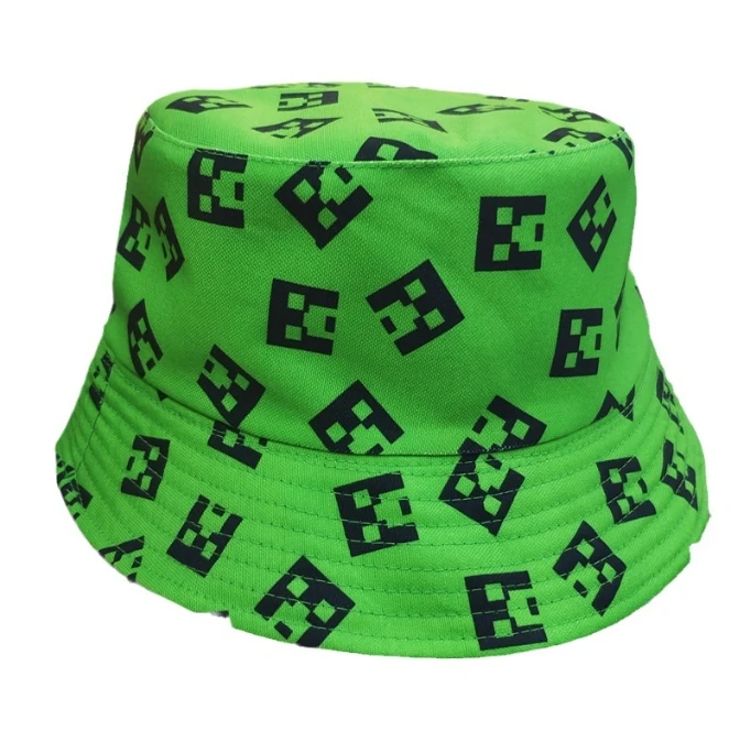 Minecraft Cartoon Creeper Fishermen Hat Anime Men Fashion Summer Outdoor Bucket Hat Trend Casual Travel Hip Hop Sunscreen